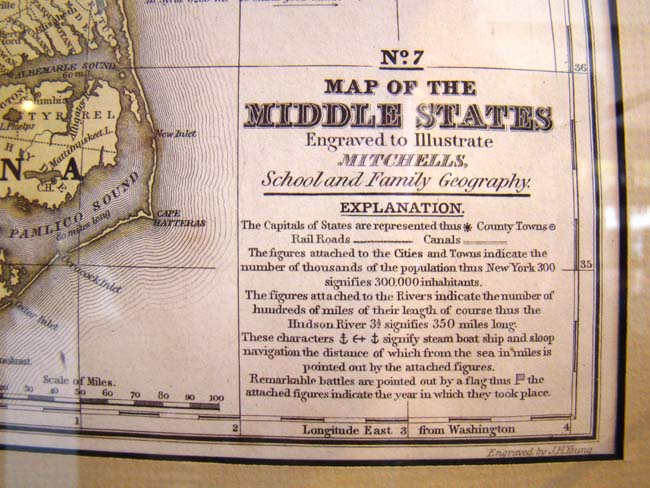 A framed and matted "Map of the Middle States" from Mitchell's Geography published in 1839 — image 3